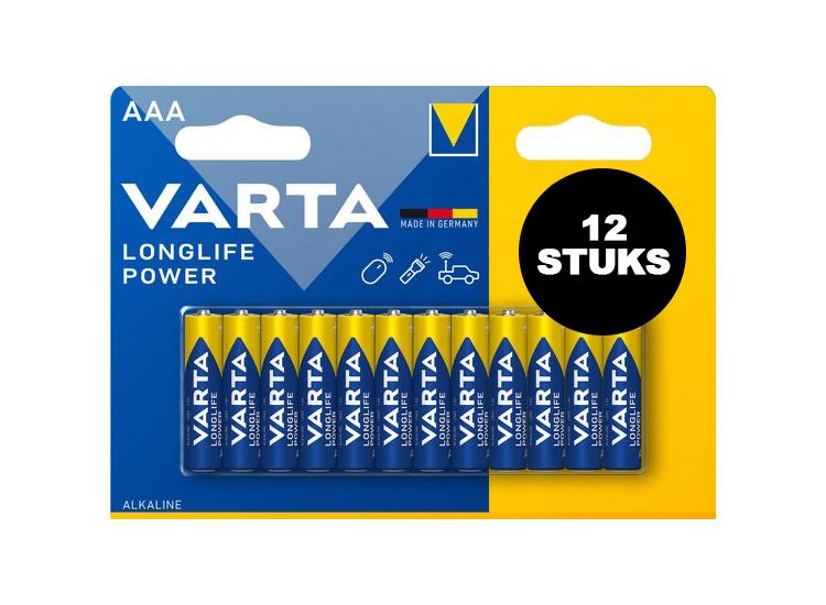 12x Varta batterij Longlife Power AAA