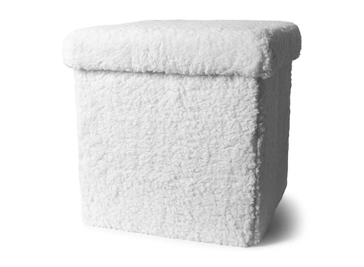 SENZA Poef met opbergruimte - Opvouwbaar - Teddy - Wit