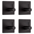 Living At Home - Zelfklevende ophanghaken - Set van 4 - zwart