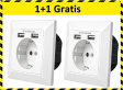 Wandcontactdoos Met 2 USB Poorten - Inbouw Stopcontact (NL) - 1+1 Gratis