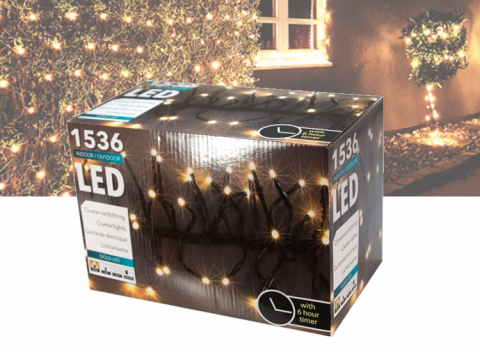 Kerstverlichting | Cluster 1536 LED Goud | 10M | Voor Binnen & Buiten IP44 | Met Timer | Kerstboomverlichting | Kerst