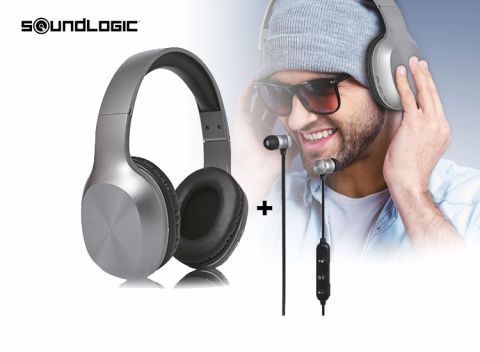 Soundlogic Draadloze koptelefoon + Gratis draadloze oordopjes