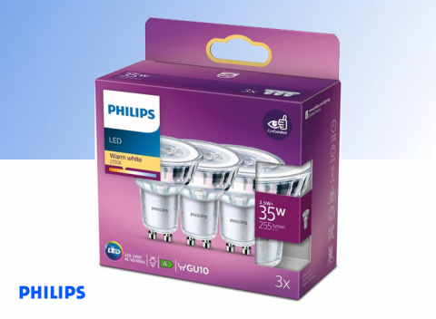 Philips LED Spot - GU10 - 35W - Warm Wit Licht - 3 stuks