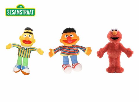 Sesamstraat knuffels - 3 stuks - Bert, Ernie en Elmo