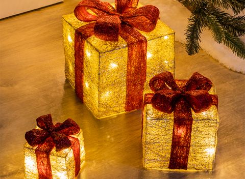 Set van 3 kerstdecoratie cadeautjes - geschenkdozen