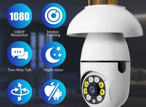 FEDEC Draadloze WIFI Beveiligingscamera - 1080p - 360 Graden Camera - Binnen en Buiten - Nachtsensor - Wi