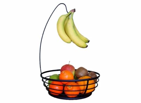 XEMM Fruitmand met Banaanhouder - Ø 28 x 40 cm - Zwart