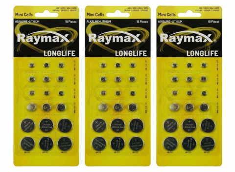54 Raymax Knoopcell batterijen (3x18 batterijen)