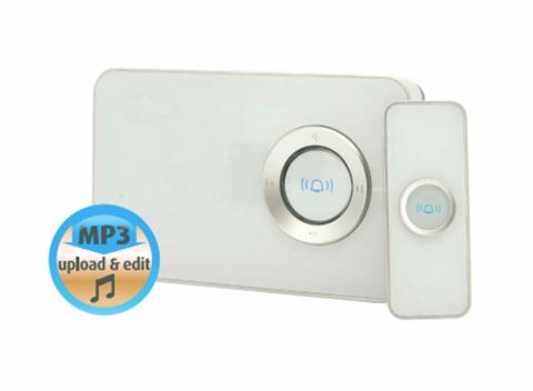 PROFILE draagbare MP3 deurbel Cambiare - draadloos - 100 meter - 32 melodieën - wit