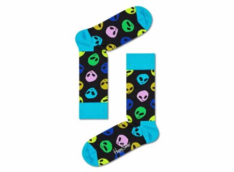 Happy Socks Alien sokken - Maat 41/46 - Blauw/Zwart - 1 Paar