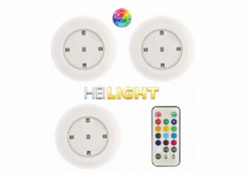 HeiTech RGB Led spots - Met afstandsbediening - 3 stuks