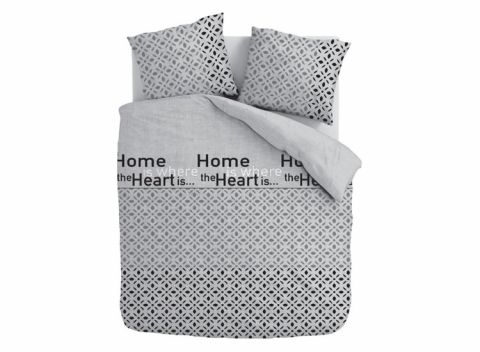 Cotton Rich Collection Dekbedovertrek - Home Is Home - Grijs - 200x200/220 cm